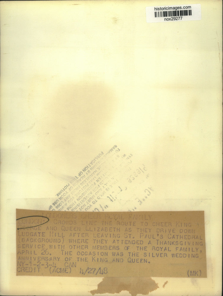 1948 Press Photo Crowds Cheer as King George & Queen Elizabeth Pass By in London