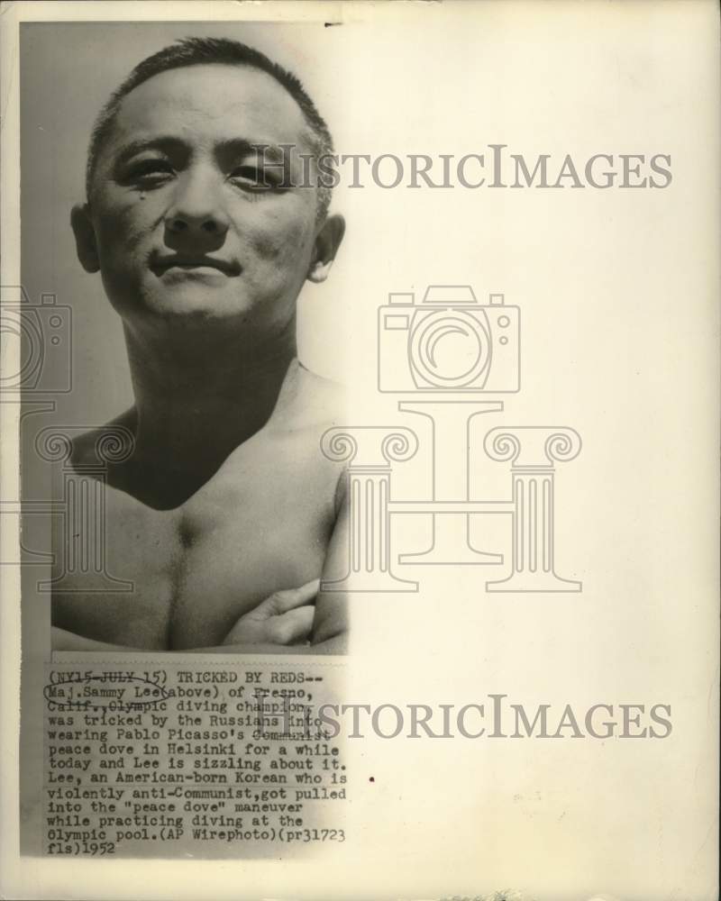 1952 Press Photo Olympic Diving Champion Major Sammy Lee Practicing in Helsinki- Historic Images