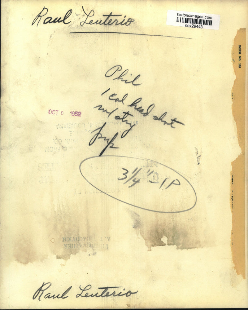 1952 Press Photo Raul Leuterio - nox29443