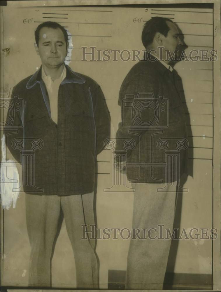 1957 Press Photo Joseph J. Leutek, Murder Suspect Questioned, Baton Rouge