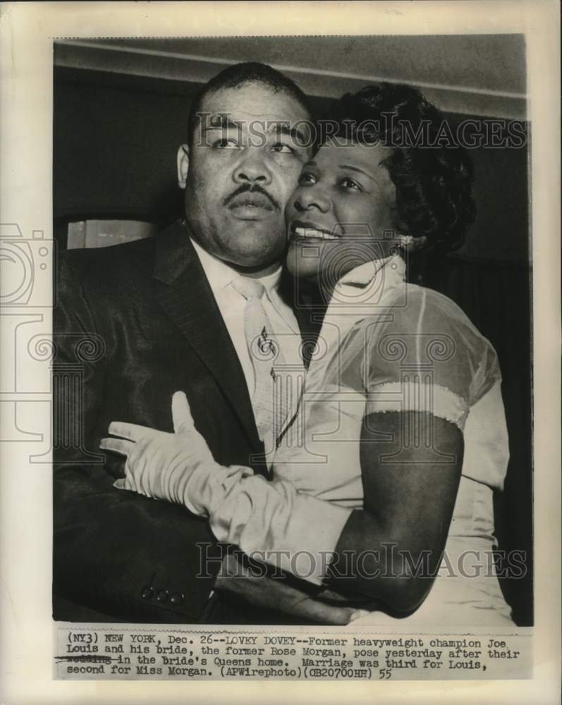 Load image into Gallery viewer, 1955 Press Photo Former Boxing Champion Joe Louis &amp; Wife Rose after Wedding
