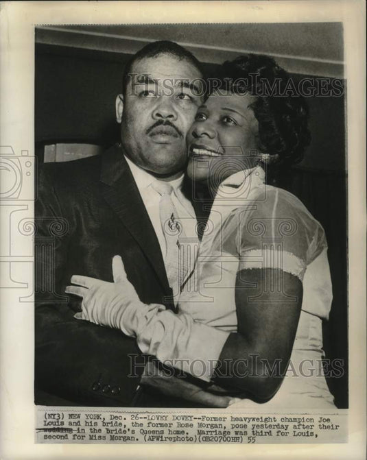 1955 Press Photo Former Boxing Champion Joe Louis & Wife Rose after Wedding