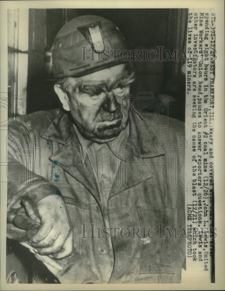 Load image into Gallery viewer, 1952 Press Photo United Mine Workers Chief John L. Lewis after 8 Hours in Mine
