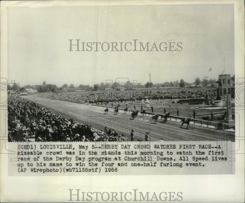 Load image into Gallery viewer, 1956 Press Photo All Speed Leads at Derby Day Horse Races at Churchill Downs
