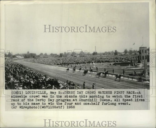 1956 Press Photo All Speed Leads at Derby Day Horse Races at Churchill Downs
