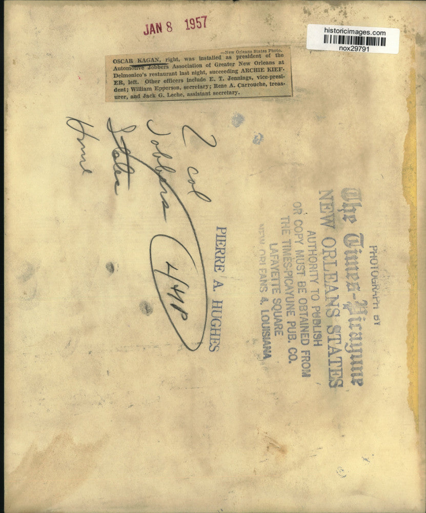 1957 Press Photo New Orleans Automotive Jobbers Association New/Old Presidents