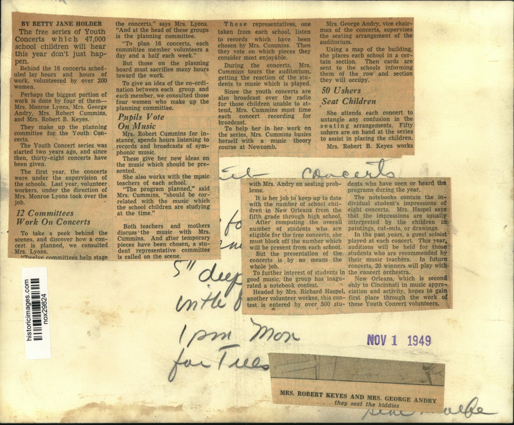 1949 Press Photo Youth Concerts Planning Committee Members - nox29824