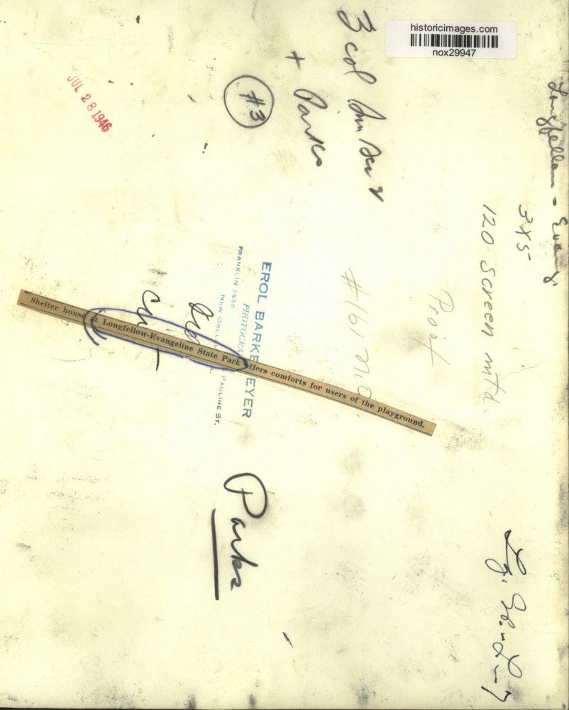 1946 Press Photo Shelter House at Longfellow-Evangeline State Park, Louisiana