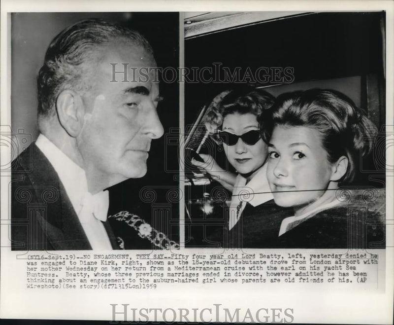 Load image into Gallery viewer, 1959 Press Photo Lord Beatty/Diane Kirk with Mother Leaving London Airport
