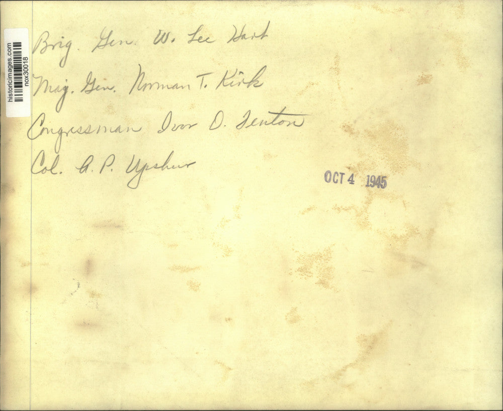 1945 Press Photo Congressman Ivan D. Fenton meets with military leaders