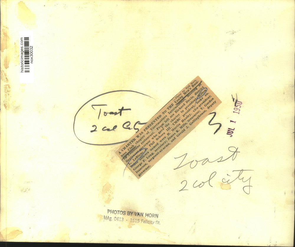 1950 Press Photo Toastmasters' Young Men's Business Club Gets Charter