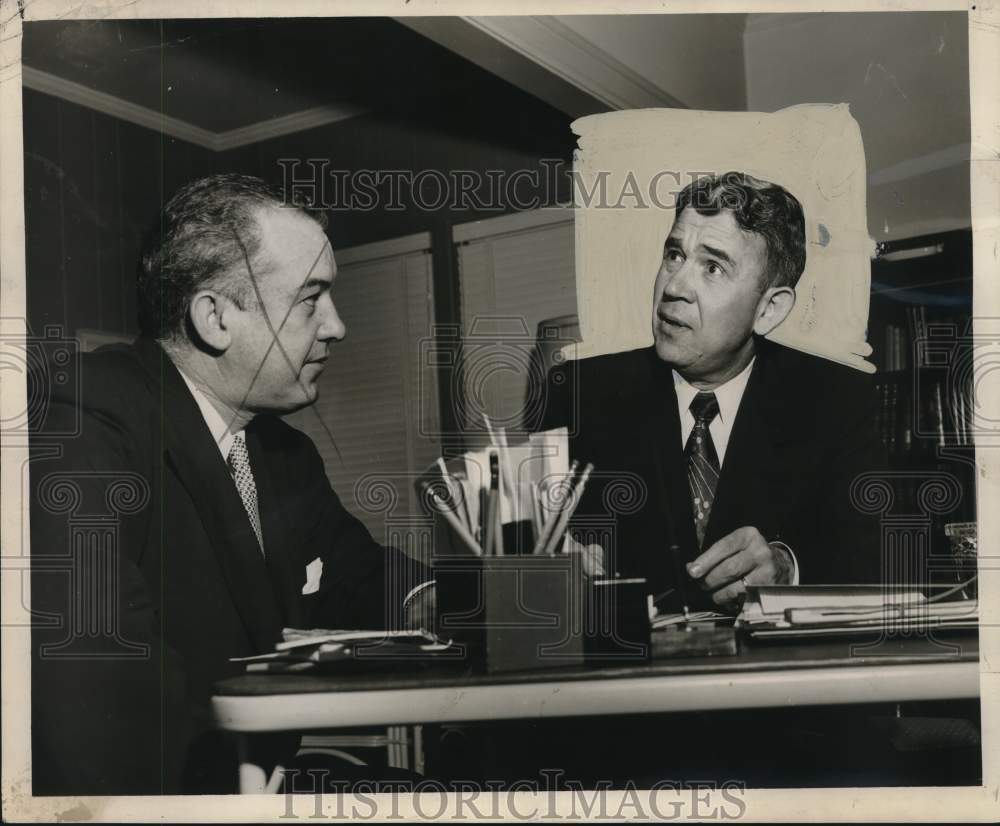 1952 Press Photo Louisiana Governor Robert Kennon &amp; Elmer Conner Confer- Historic Images