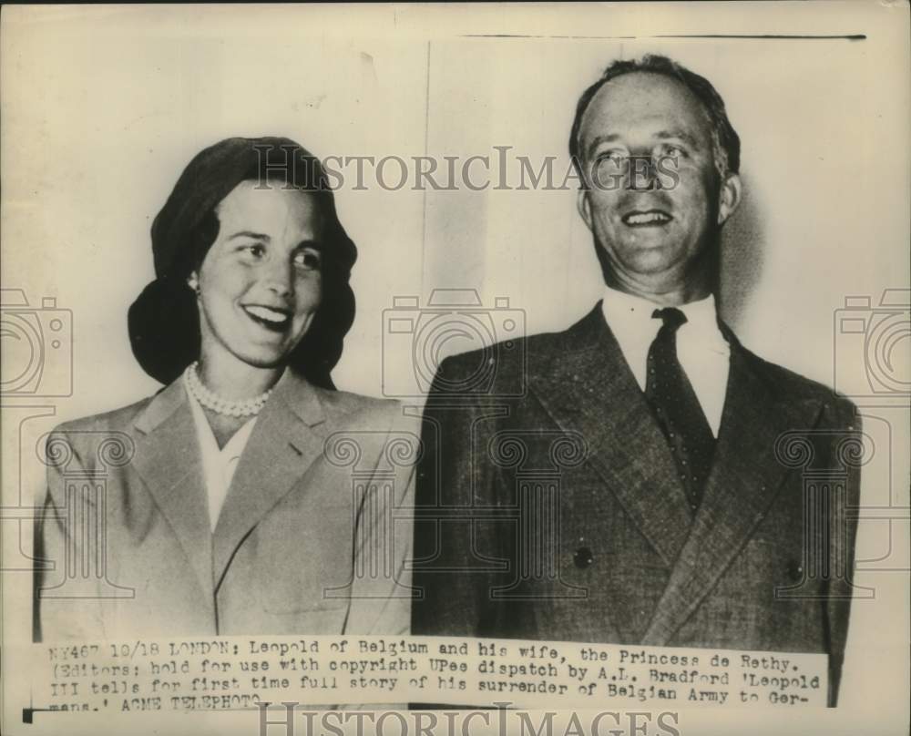 1949 Press Photo KIng Leopold of Belgium and Wife, Princess de Rethy - nox30100