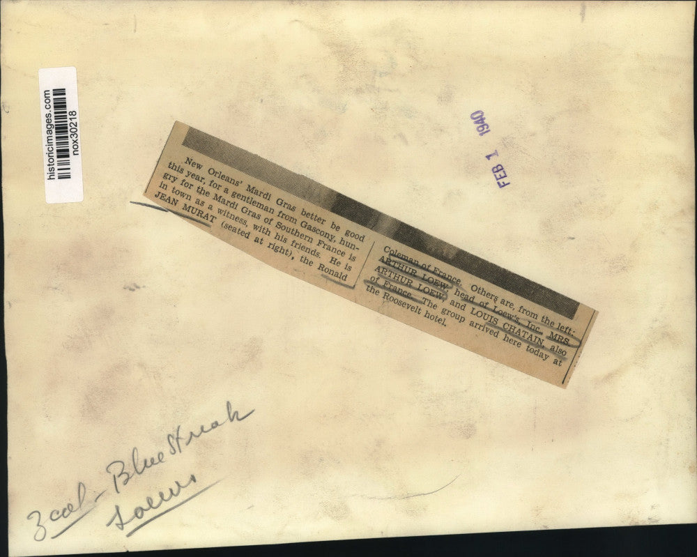 1940 Press Photo French Actor Jean Murat, Friends in New Orleans for Mardi Gras