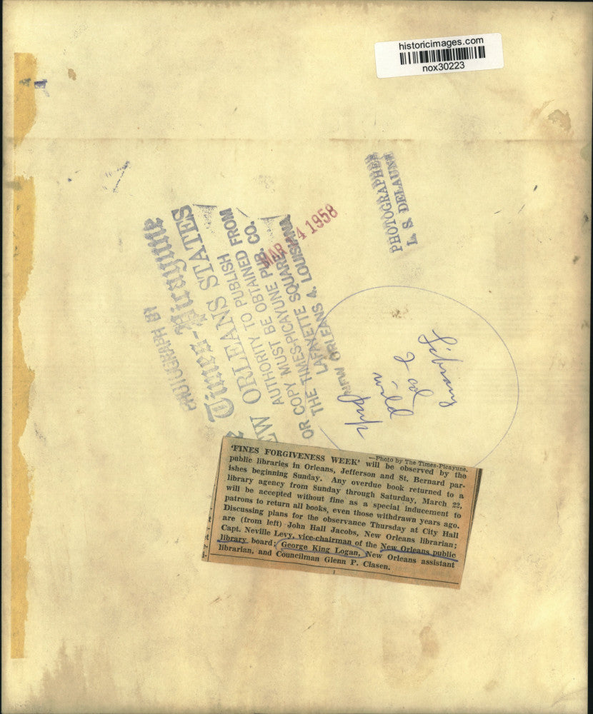 1958 Press Photo Library, City Officials Plan "Fines Forgiveness Week"