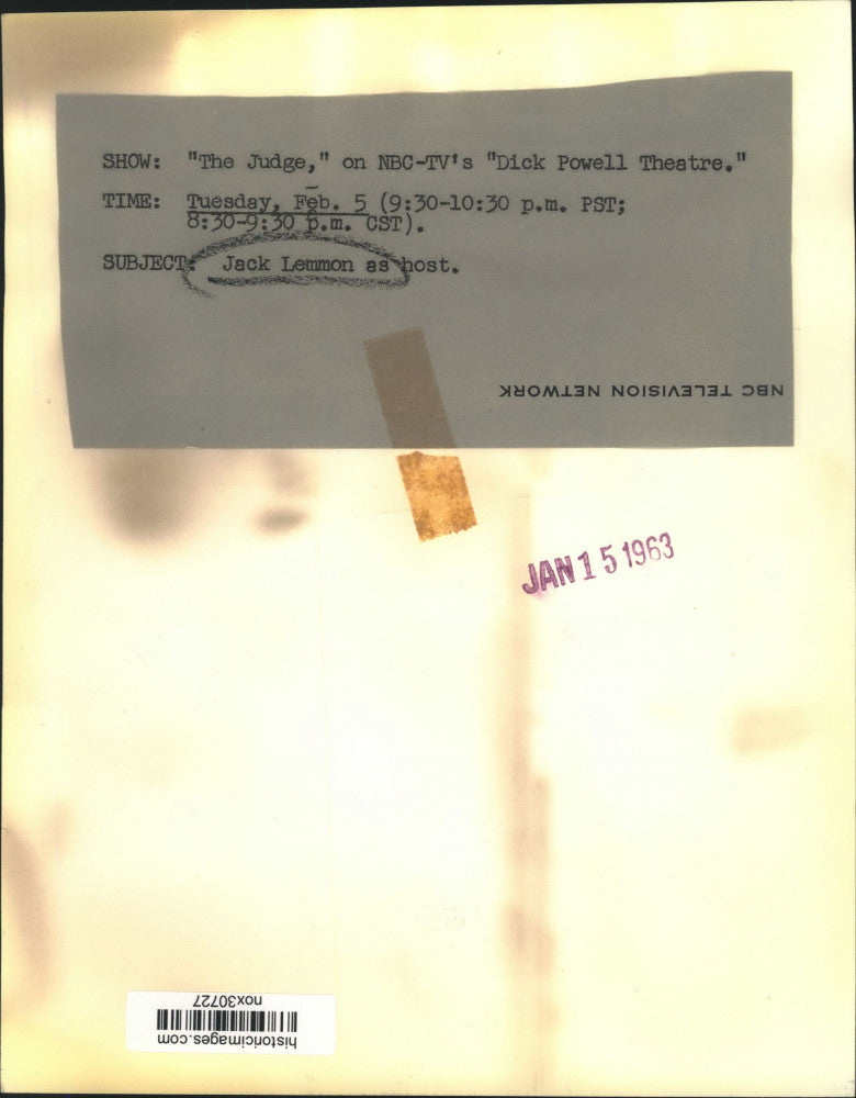 1963 Press Photo Actor Jack Lemmon, Host of "The Judge" on "Dick Powell Theatre"