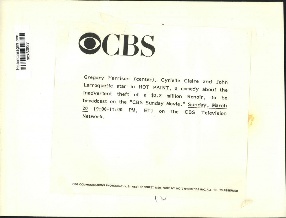 1988 Press Photo Greg Harrison, Cyrielle Claire, John Larroquette in "Hot Paint"