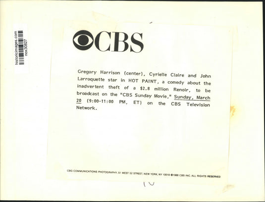 1988 Press Photo Greg Harrison, Cyrielle Claire, John Larroquette in "Hot Paint"