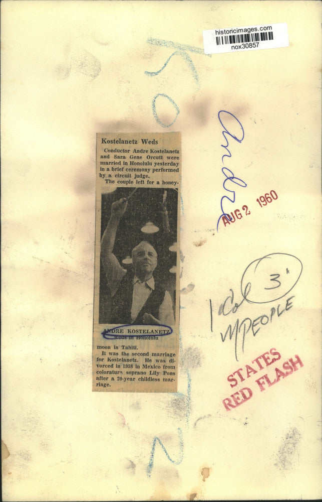 Load image into Gallery viewer, 1960 Press Photo Andre Kostelanetz &amp; Sara Gene Orcutt were married in Honolulu.
