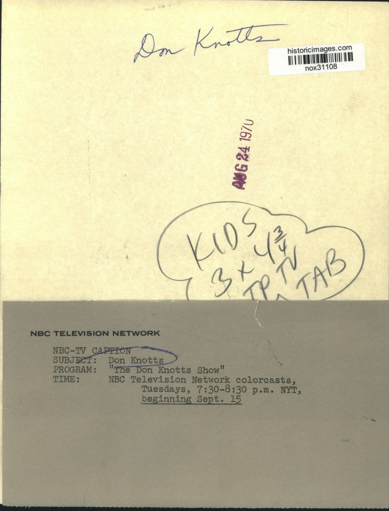 1970 Press Photo Comedian Don Knotts on "The Don Knotts Show" - nox31108