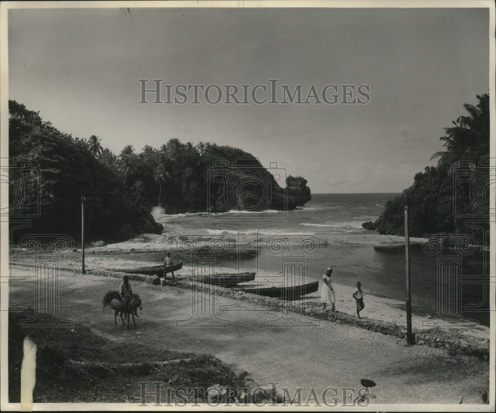 1956 Press Photo Jamaican Shoreline and Beach - nox31548