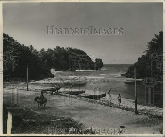 1956 Press Photo Jamaican Shoreline and Beach - nox31548
