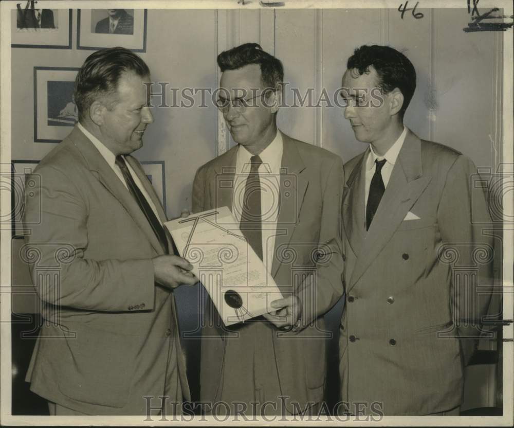 1955 Press Photo A proclamation is presented for Chemical Progress Week