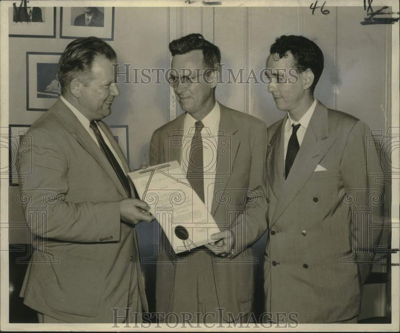 Load image into Gallery viewer, 1955 Press Photo A proclamation is presented for Chemical Progress Week
