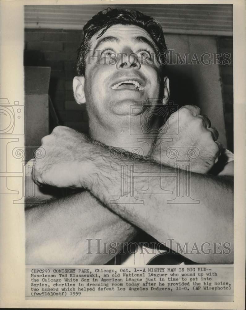 1959 Press Photo Chicago White Sox Baseball Player Ted Kluszewski after Homers