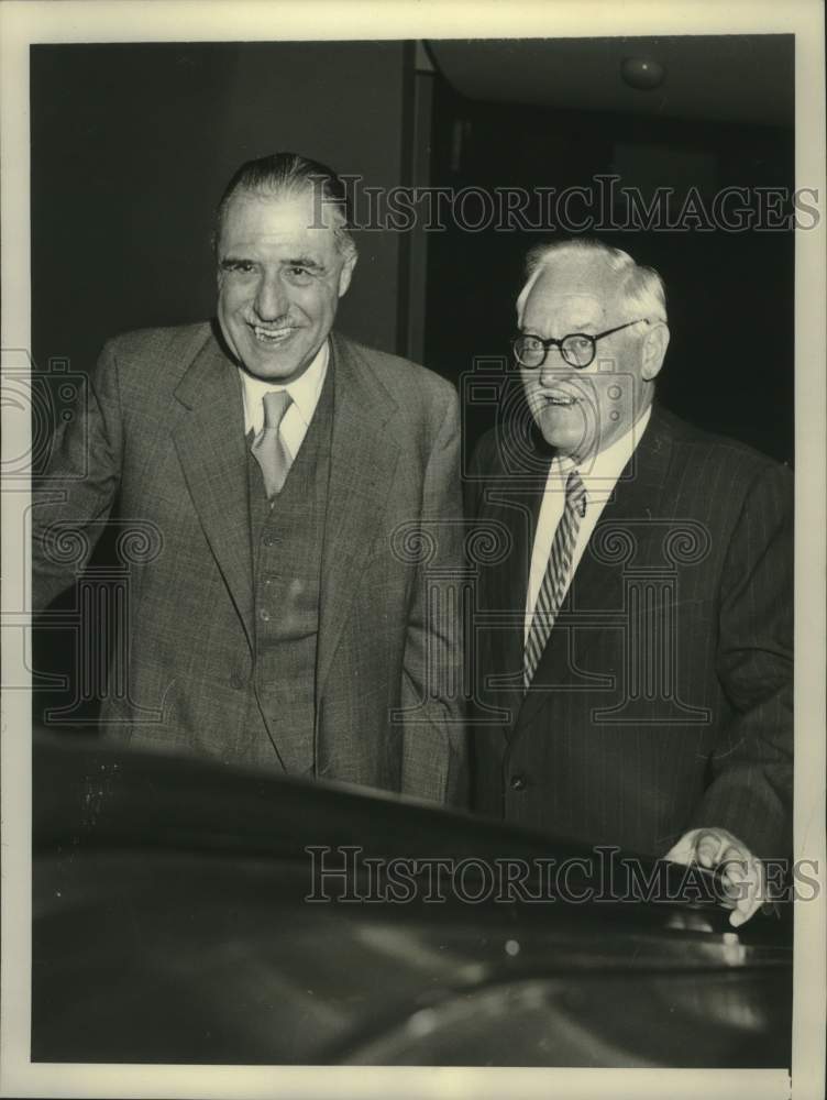 1954 Press Photo French &amp; Soviet U.N. Delegates en route to Closing Session