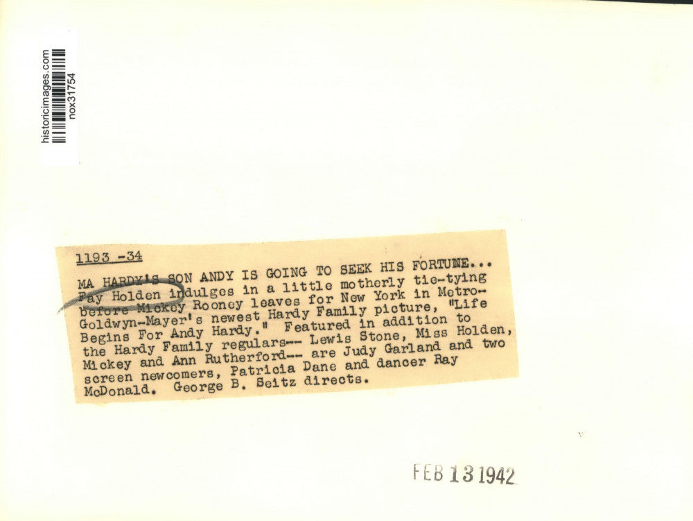 1942 Press Photo Fay Holden & Mickey Rooney star in "Life Begins For Andy Hardy"