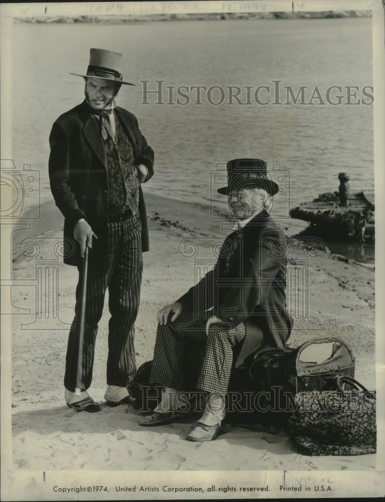 Load image into Gallery viewer, 1974 Press Photo Actors Harvey Korman, David Wayne in Musical "Huck Finn"
