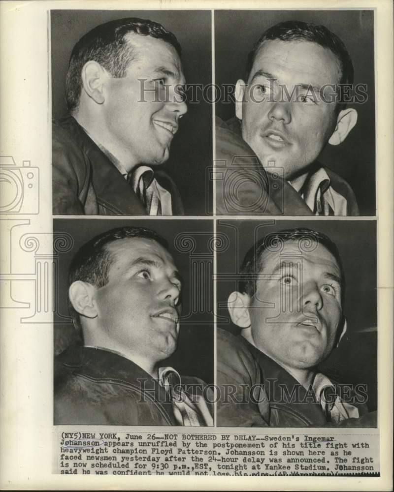 Load image into Gallery viewer, 1959 Press Photo Heavyweight Boxer Ingemar Johansson with Press in New York
