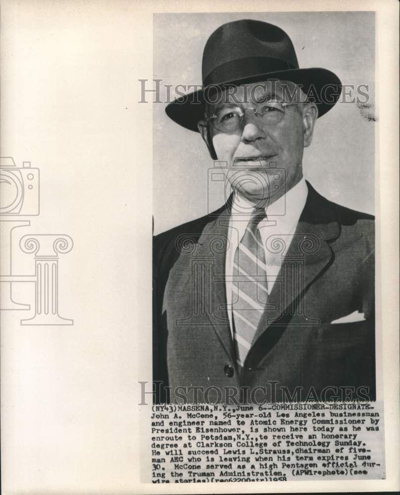 1958 Press Photo John A. McCone named to Atomic Energy Commission. - nox32002