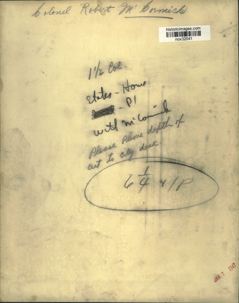 1947 Press Photo Colonel Robert M. McCormick. - nox32041