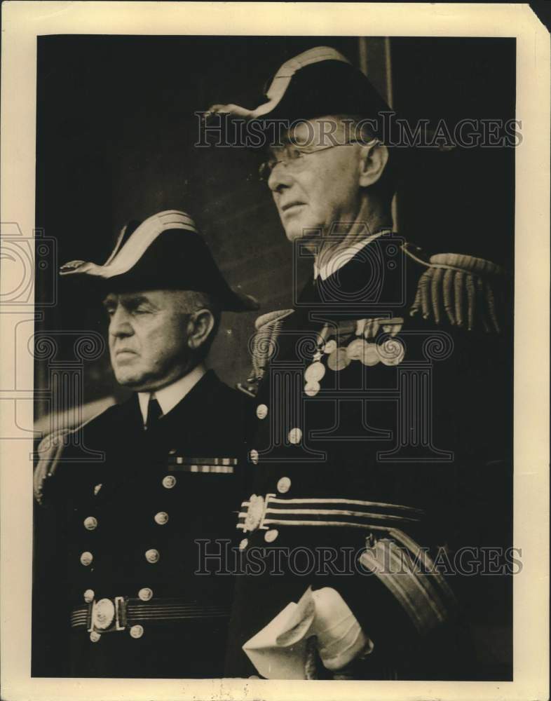 1931 Press Photo Real Admiral Magruder and Rear Admiral Christy watching Marines- Historic Images