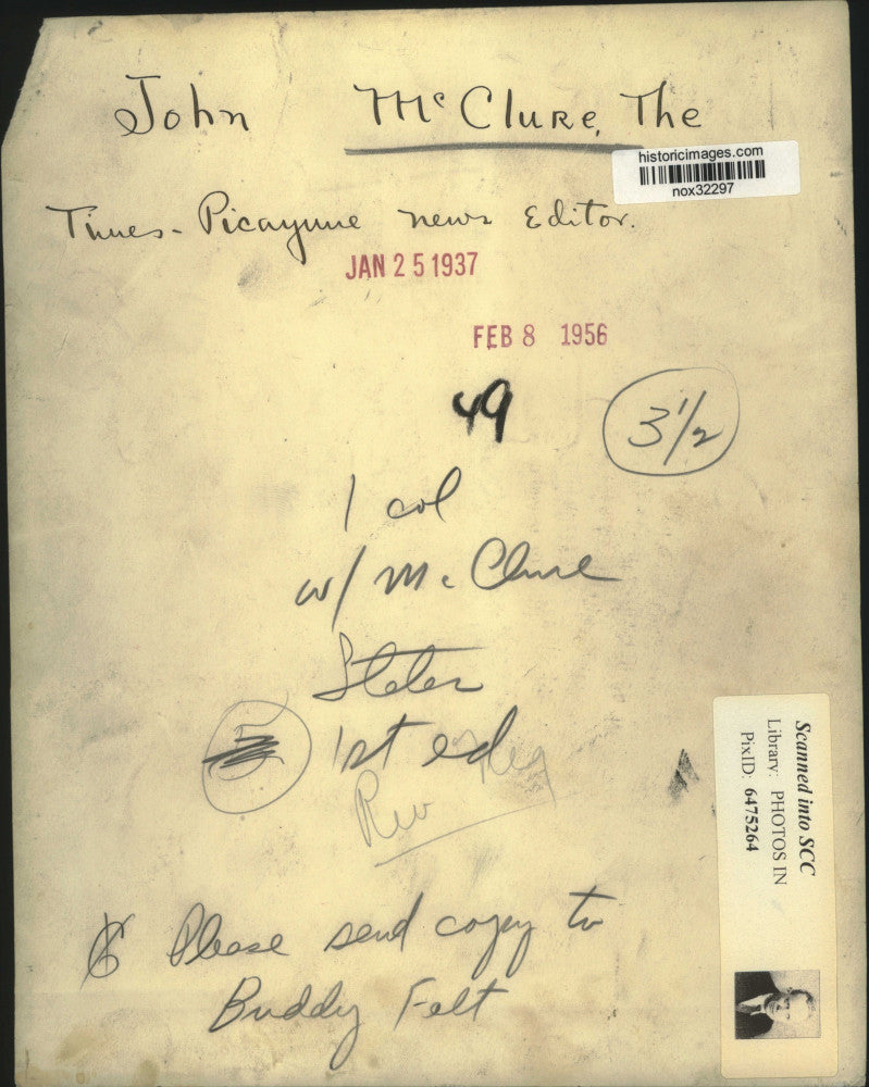 1937 Press Photo Times Picayune News Editor John McClure. - nox32297