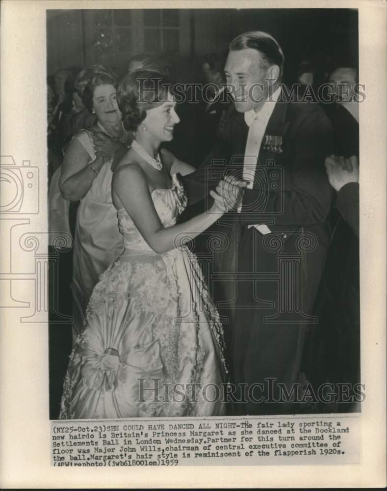 1959 Press Photo London-England&#39;s Princess Margaret Dances with Major John Wills