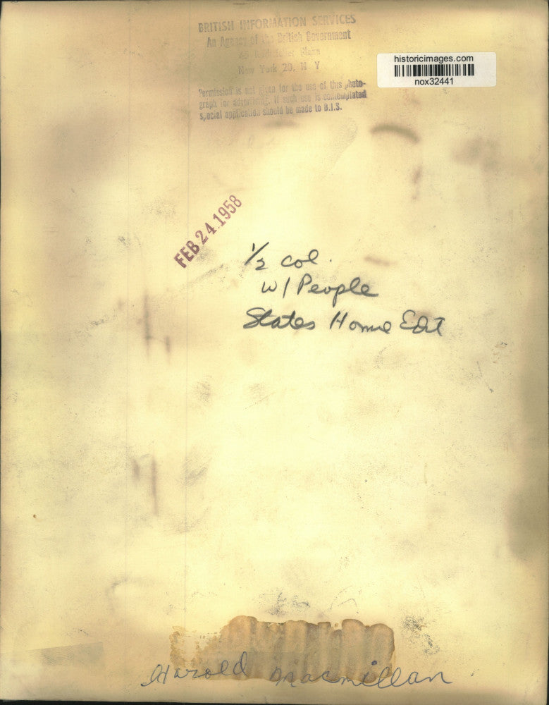 1958 Press Photo Prime Minister Harold MacMillan. - nox32441