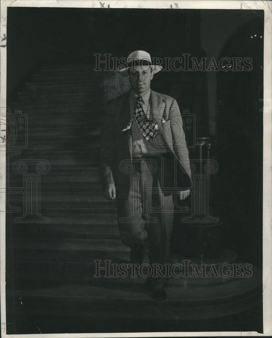 1947 Press Photo Bill Maher has a spring in his step doing the job he likes best