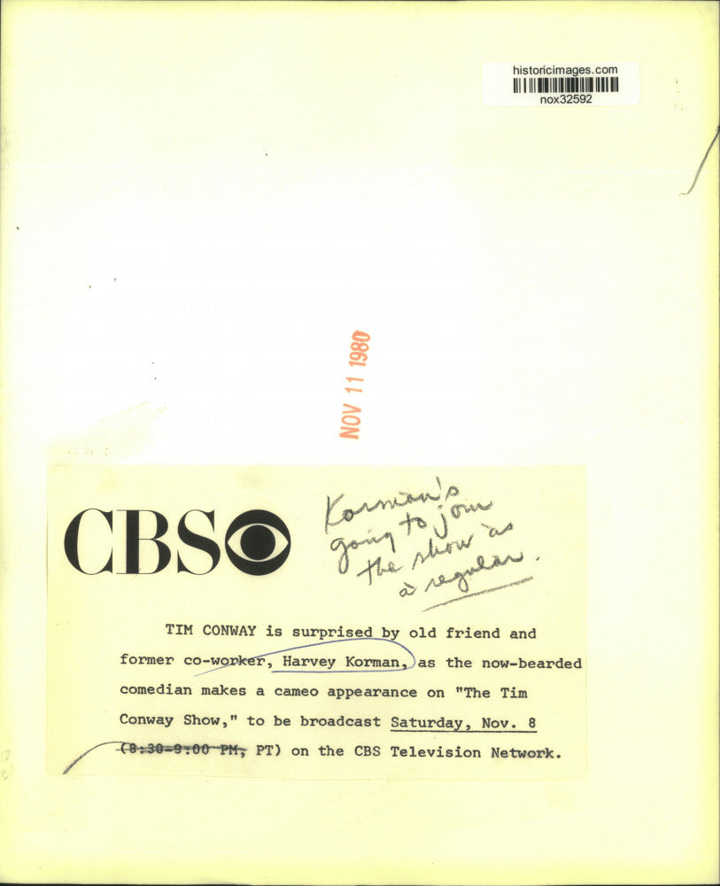 1980 Press Photo Actors Harvey Korman, Tim Conway on "The Tim Conway Show"