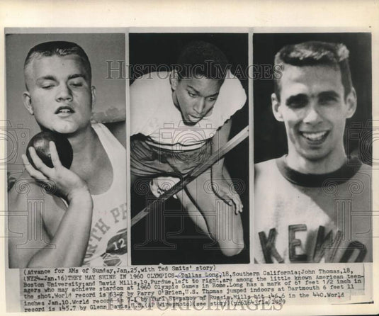 1959 Press Photo Olympic athletes Dallas Long, John Thomas & David Mills- Historic Images