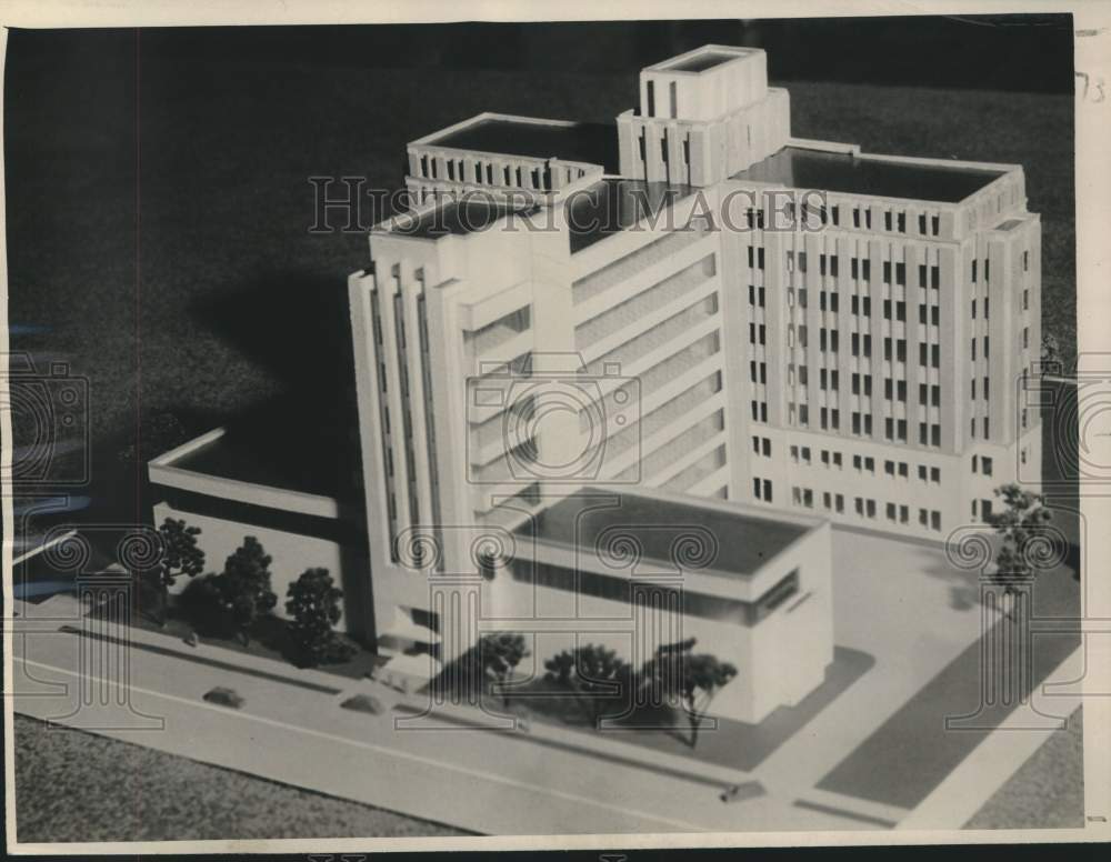 1951 Press Photo Architect&#39;s model of T-shaped addition to the medical school.