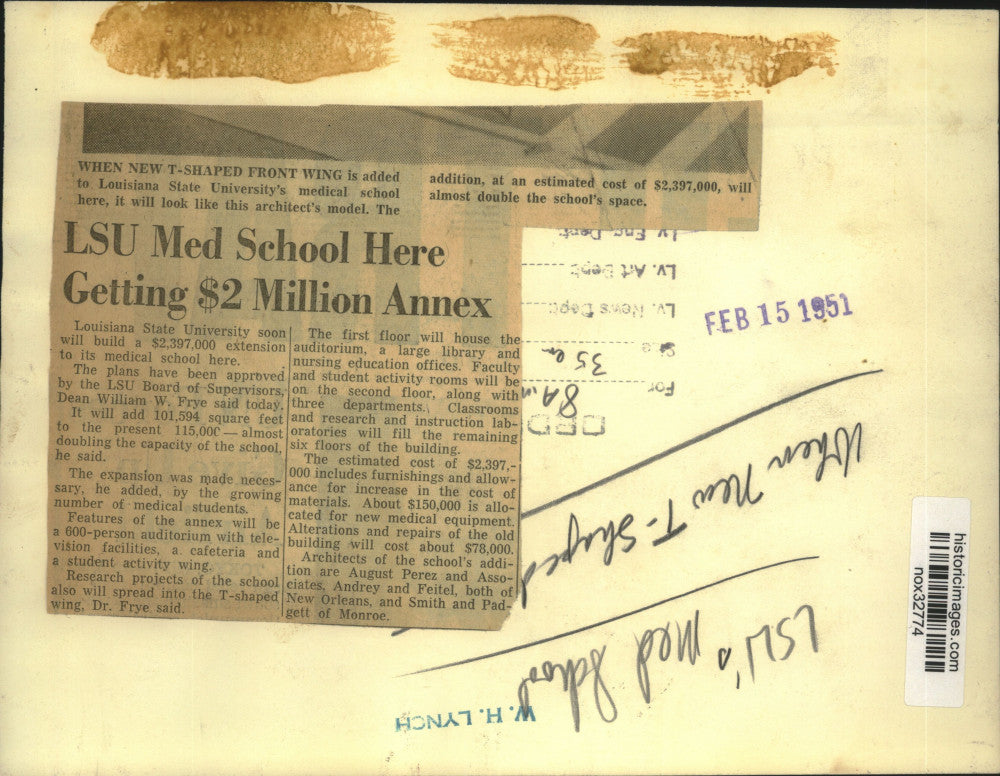 1951 Press Photo Architect's model of T-shaped addition to the medical school.