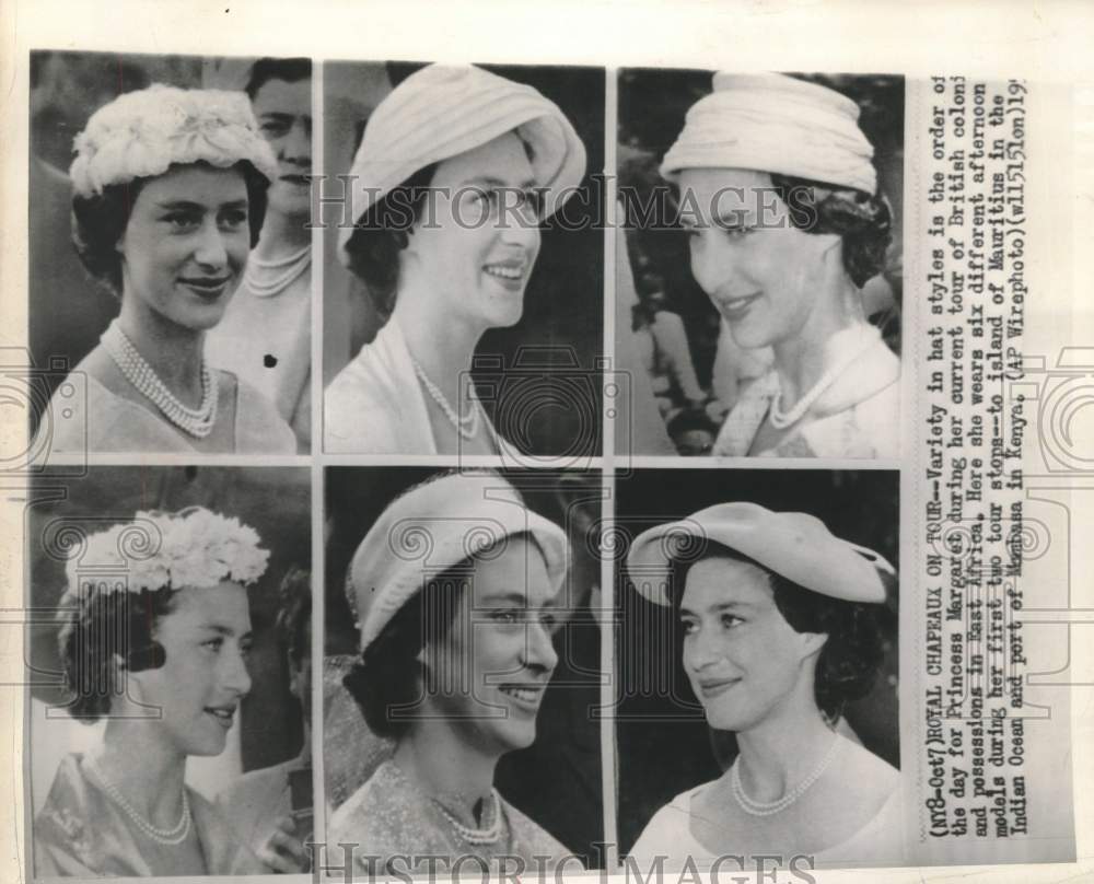 Press Photo England's Princess Margaret in Six Different Hats - nox32861
