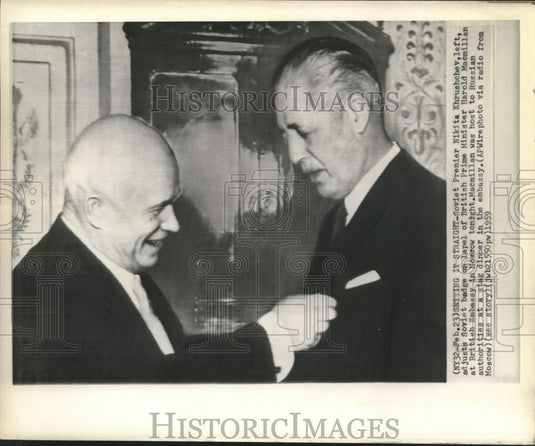 1959 Press Photo Premier Nikita Khrushchev with Prime Minister Harold MacMillan.
