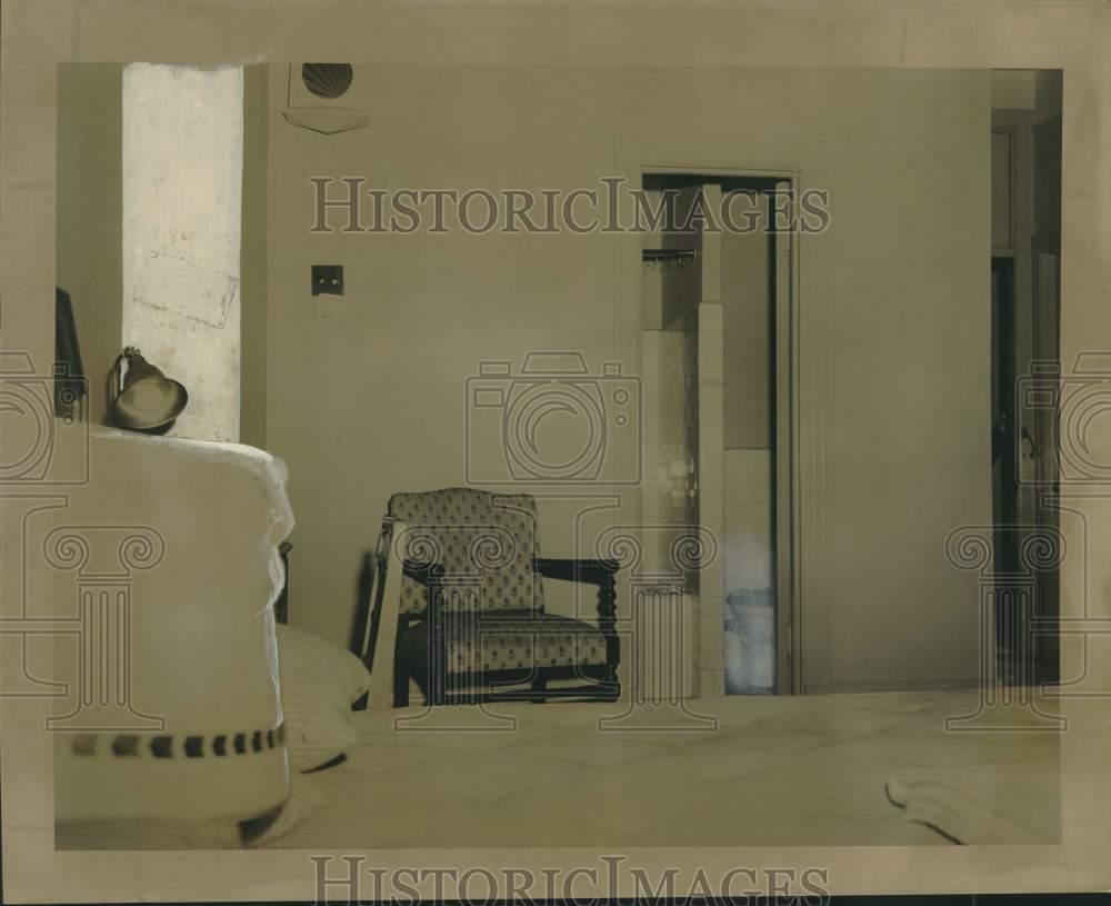 1949 Press Photo Picture of the hotel room where James A. Mahoney was murdered.