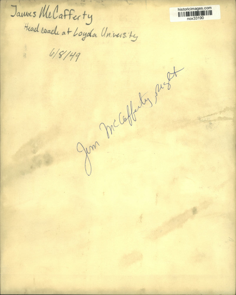 1949 Press Photo Loyola University Head Basketball Coach James McCafferty