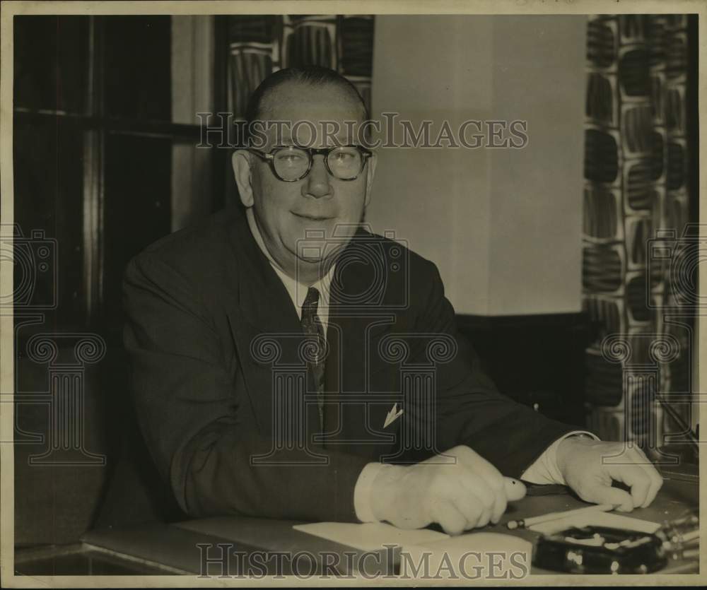 1953 Press Photo Mr. R. J. McAuliffe, president of the American Brewing Company.