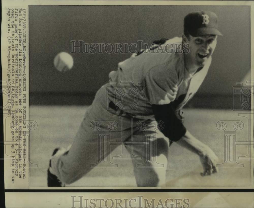 1967 Press Photo Red Sox Baseball Pitcher Jim Lonborg at World Series